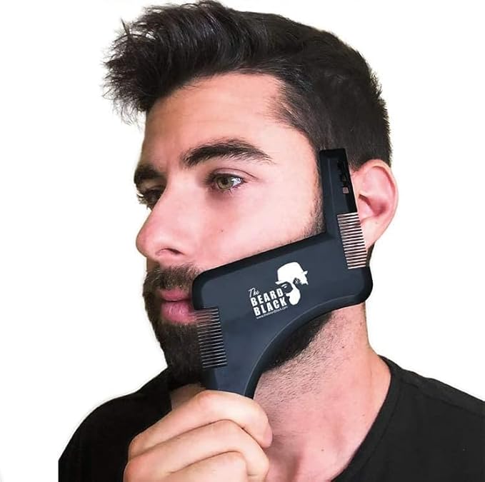 The BEARD BLACK Beard Shaping & Styling Tool with Inbuilt Comb, Perfect for Line Up & Edging, Use with Beard Trimmer or Razor