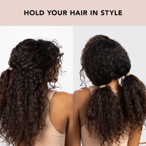 Kitsch Nylon Hair Ties No Damage - Stretchable Hair Bands for Strong All-Day Hold, Ponytail Holders | Hair Accessories for Girls | Ideal Gifts for Women - Neutral 12 Pcs
