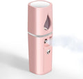 GIVERARE Nano Facial Steamer, Handy Mini Mister with Mirror, USB Rechargeable Mist Sprayer, Visual Water Tank Moisturizing&Hydrating for Face, Makeup, Skin Care, Eyelash Extensions-Pink