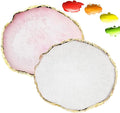 2 Pack Resin Nail Art Palette, Nail Painting Mixed Color Palette, Gilded Edge Nail Gel Color Makeup Display Board Pallet (White+Pink)