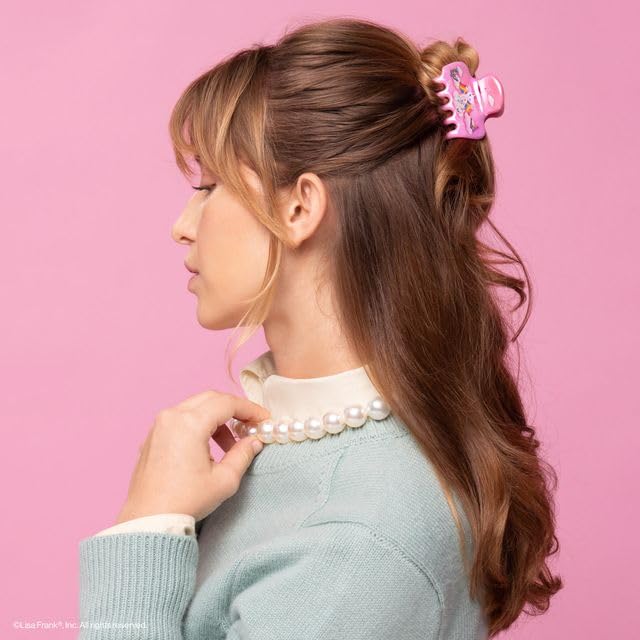Lisa Frank x Kitsch Medium Cloud Hair Clip for Women - Lightweight & Sturdy Claw Clip with Rounded Edges for Comfortable Hold, Ideal for Half-Up Hairstyles & Low Buns - Angel Kitty