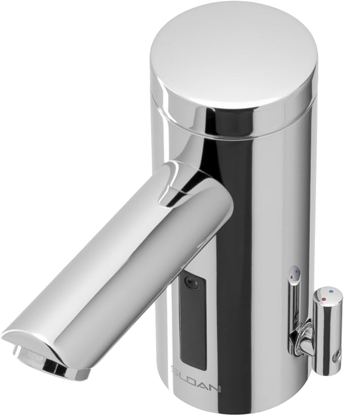 Sloan Optima EAF-200 Sensor Activated Touch-Free Faucet, Commercial Grade w/Mounting Hardware & Integrated Side Mixer - 0.5 GPM Bluetooth Hardwired Deck-Mounted Mid Body, Polished Chrome, 3335051