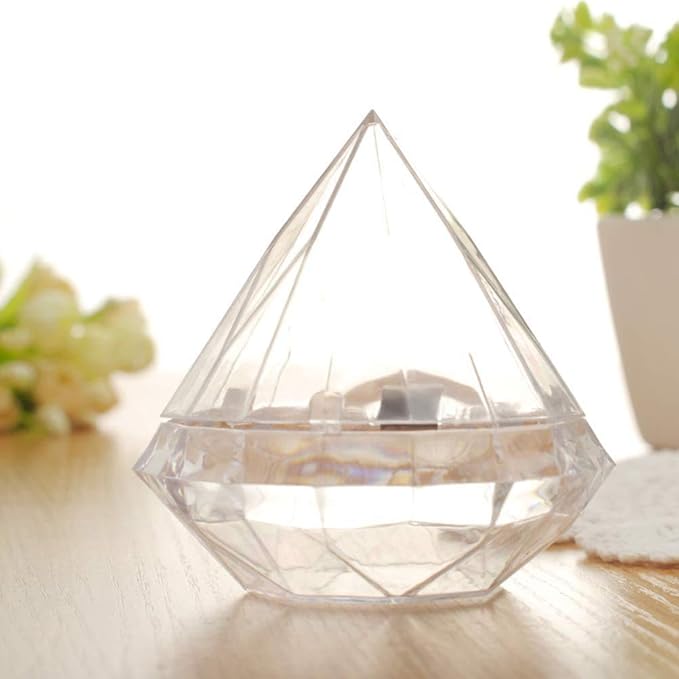 6 Pcs 25mm Clear Diamond Shape Empty False Eyelashes Packaging Box Case 3D Mink Lash Box Acrylic Eyelash Storage Box Holder with Trays Candy Gift Box DIY Makeup Lash Case for Women Girls
