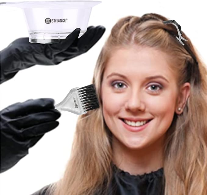 STYLANCE 4pc Professional Salon Hair Dye Kit - Bleaching, Dyeing, Mixing Bowl, Measuring Cup, Coloring Tools for DIY Salon