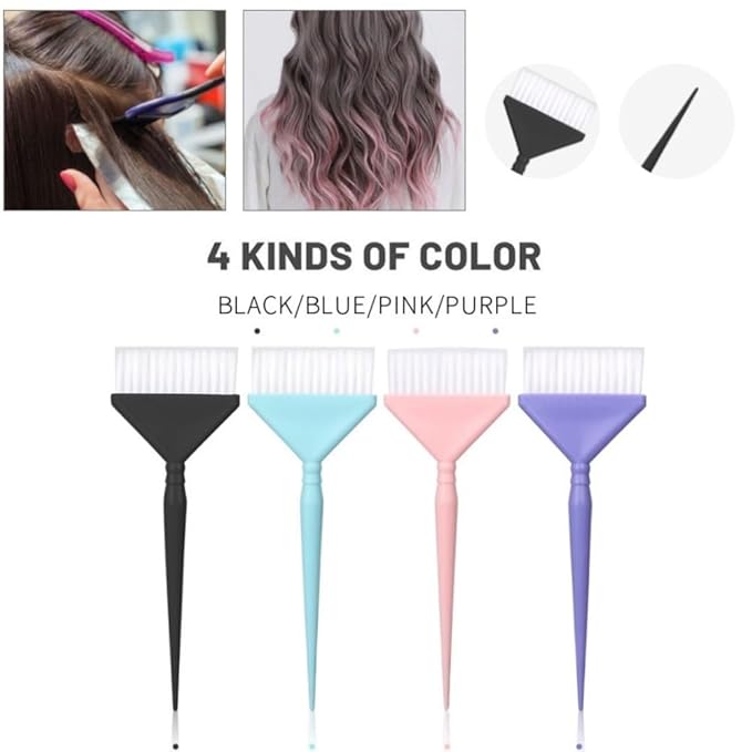Classic Hair Dye Brushes,4 pcs Multi-Color Tint Brushes – Standard Size, Versatile Hair Dye Brushes for Professional Coloring, Reusable and Washable