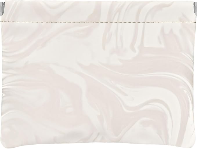 PU Leather Makeup Pouch Set for Women Small Make Up Bag for Purse Waterproof Initial Makeup Cosmetic Bags Pouches for Purse Aesthetic Travel Toiletry Bag,Elegant Wave White