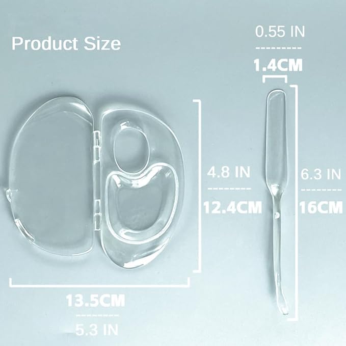Olegovna 180 Degree Handheld Folding Acrylic Makeup Mixing Palette with Transparent Spatula and Felt Bag for Mixing Eyeshadow Liquid Foundation Cosmetic Pigment, and More, Clear