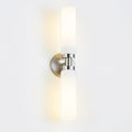 2 Light Brushed Nickel Bathroom Light Fixture Over Mirror, Modern Farmhouse Bathroom Vanity Light with Milky White Frosted Glass Shade, Wall Sconce for Hallway Cabinet Bedroom Porch
