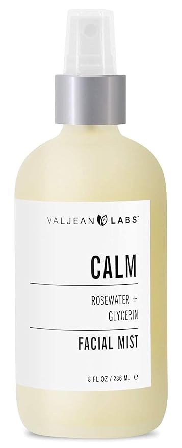 VALJEAN LABS Face Mist - Calm | Rosewater + Glycerine | Calms, Moisturizes, Soothes | Helps to Even Complexion | Paraben Free (8 oz)