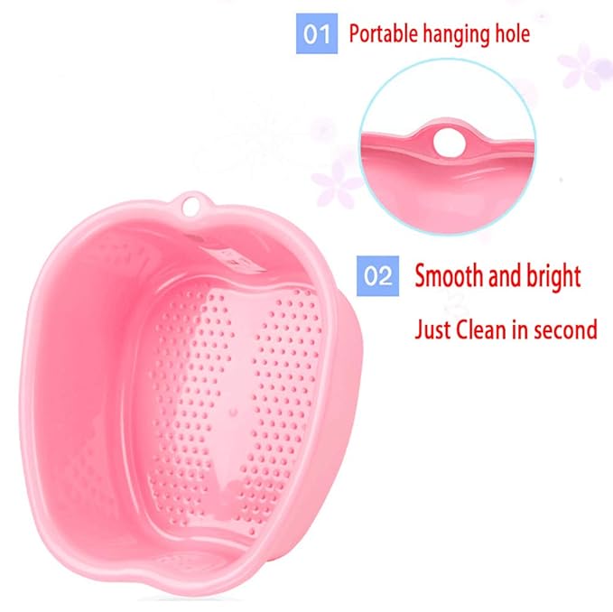 Plastic Foot Basin Feet Bath Spa Wash Bucket and Massage Sturdy Tub for Soaking Foot,Detox,Toe Nails, and Ankles,Pedicure,Portable Feet Tub Beige