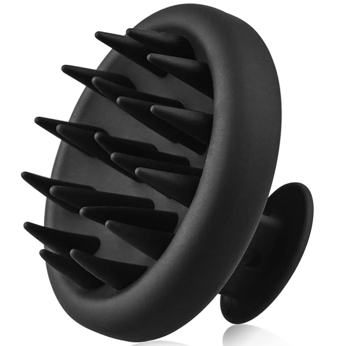 BEAUTLOHAS Silicone Scalp Massager Shampoo Brush, Shower Scrubber with Soft Bristles, Hair Growth & Dandruff Treatment, Wet/Dry Hair Massager for All Hair Types (Black)