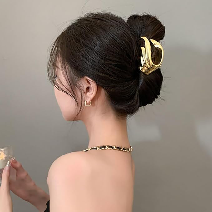 BeeGift 3Pcs Hair Clips,Three 3 Colors Of Metal Hair Clips, 4Inch Exquisite Geometry Designs Hair Jaw Clips Fashion Style Hair Clips For Hair Accessories For Women Girls Gift