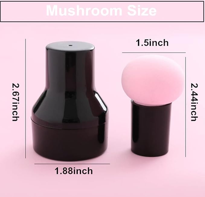 Mushroom Makeup Sponge Cosmetic Blender Puff Latex Free Face Sponge Beauty Puff Makeup Brush Sponge with Handle Case for Concealer BB Cream Foundation Makeup Tools (3 Pack, Skin Color)