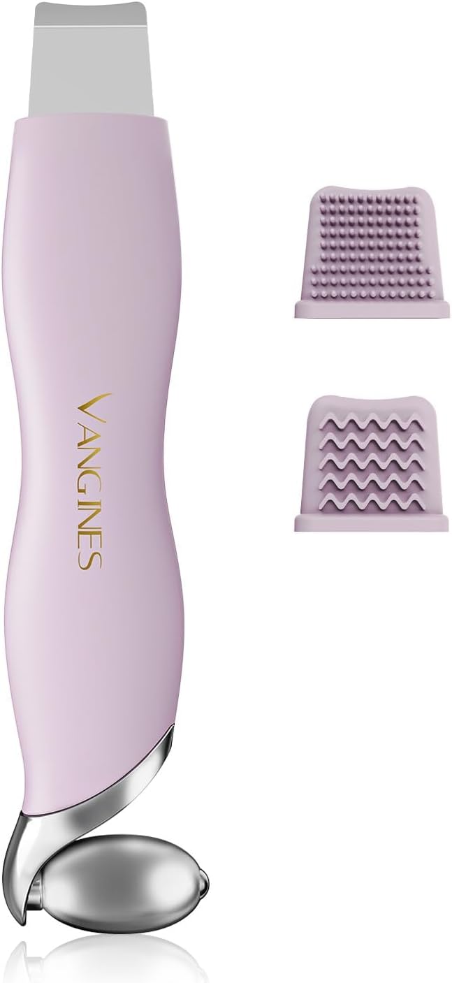 3-in-1 Blackhead Remover Tool with Ice Roller & 2 Silicone Brush Heads - Pore Cleaning Face Spatula, Stainless Steel Skin Scraper for Nose, T-Zone Deep Cleansing(Berry Mauve)