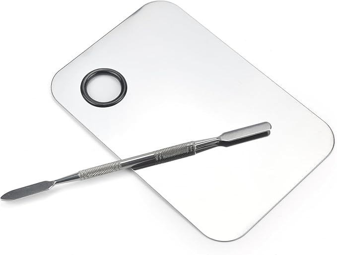 Makeup Mixing Palette, Stainless Steel Makeup Palette, Cosmetic Palette with Spatula Tool for Nail Art Eye Shadow Eyelash Makeup (Large)