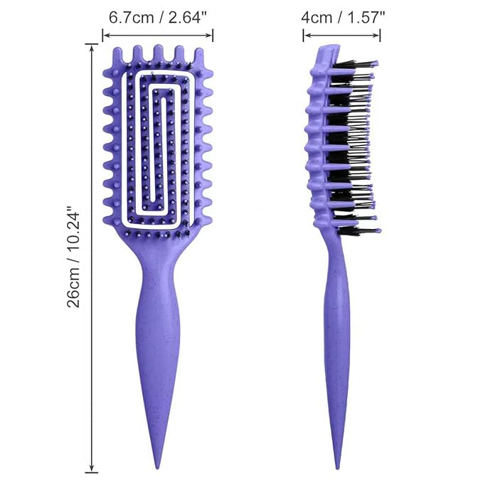 Curly Hair Brush, Curl Defining Brush for Women and Men, Effortless Detangling and Shaping for Curls, Waves and Coils, Reduces Pulling, Smooth Results (Purple)