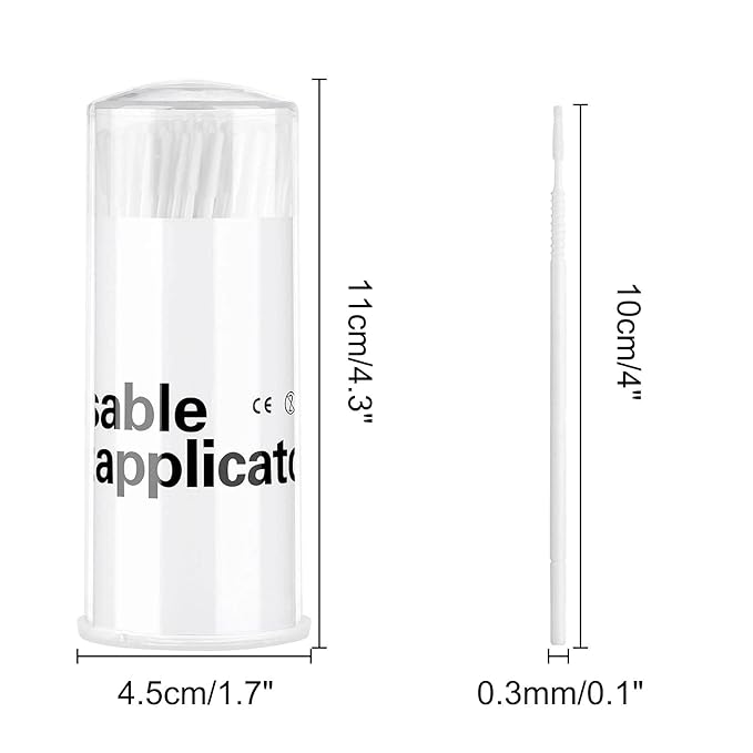 200 Pieces Disposable Micro Brush Applicator Microswabs for Eyelash Extension Removing Tools, Mini Cotton Swab Brushes for Makeup and Personal Care (White)
