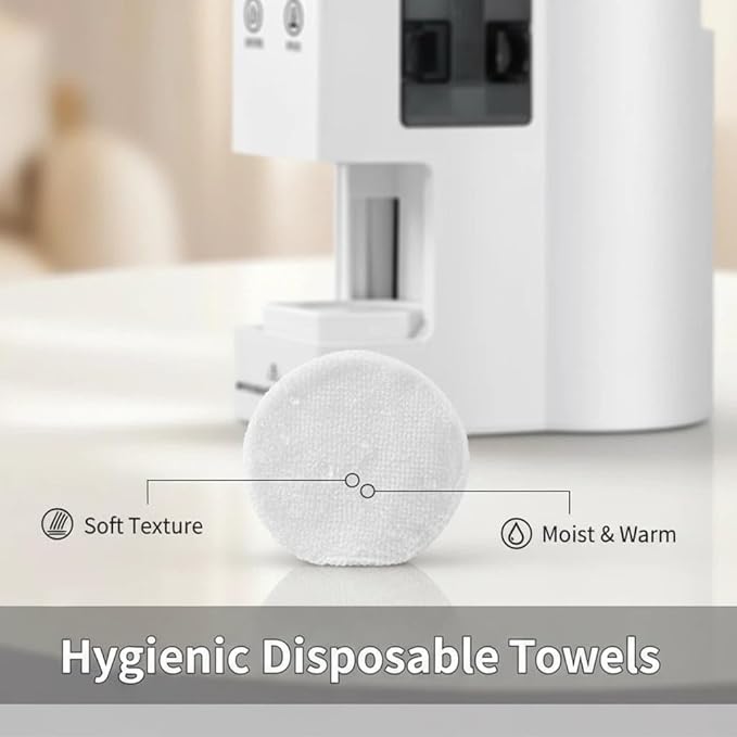 Hot Face Towel Heater Machine, Automatic Disposable Towel Warmer with Steam, 5-Second Heating, 55°C Constant Temperature, Portable Face Towel Steamer (1PC Face Towel Machine+40PCS Towels)
