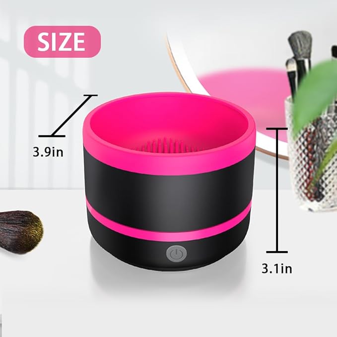 Pinkiou Makeup Brush Cleaner Machine, Electric Makeup Brush Cleaner IPX7 Waterproof USB Cosmetic Brush Cleaning Machine Suitable for All Size Beauty Makeup Brush Set