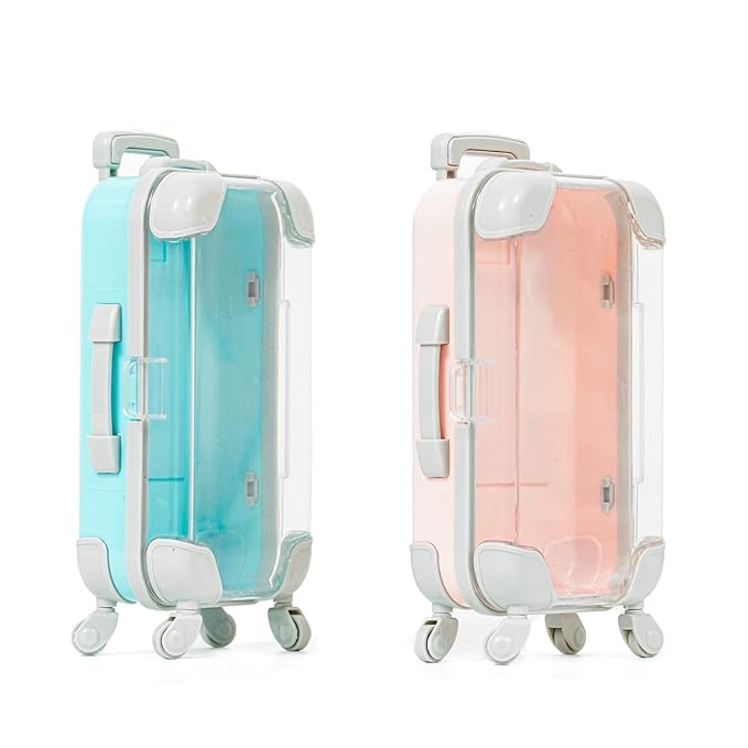 Fake Eyelash Organizer Case Eyelash Extension Mini Suitcase Lashes Organizer Packing Makeup Container Luaage Box for Women Travel 2 Eyelash Tray (Blue)