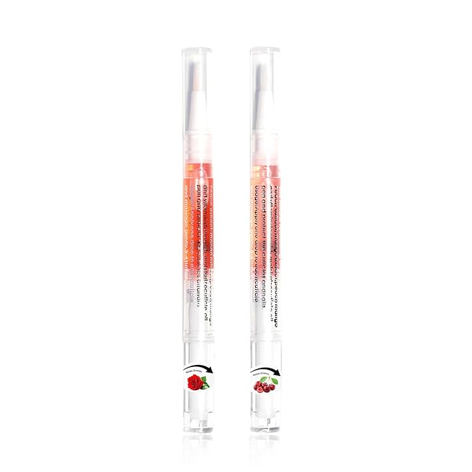 AIJIMEI Nail Oil Cuticle Pen 2pcs Nail Cuticle Oils Pens Are Nail Strengthening Agents And Nail Growth Essence, Suitable For Fragile Peeling And Broken Thin Nails（Rose & Cherry）.