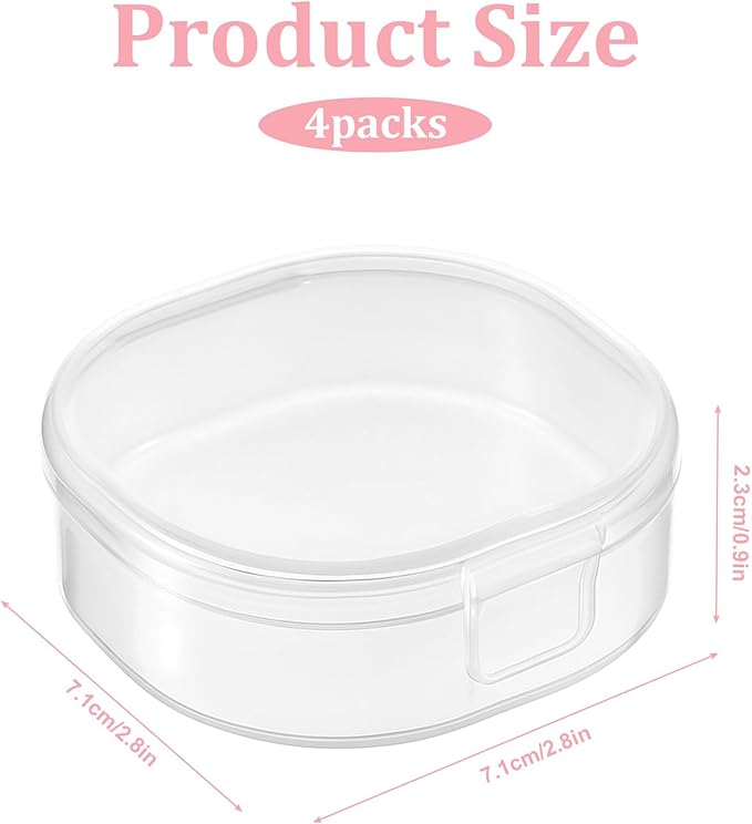 4 Pcs Square Powder Puff Holders Cases, 0.9 Inch Deep Travel Portable Cotton Pads Holder, Portable Powder Puffs Cosmetic Container Box for Women, Girls, Makeup Accessories