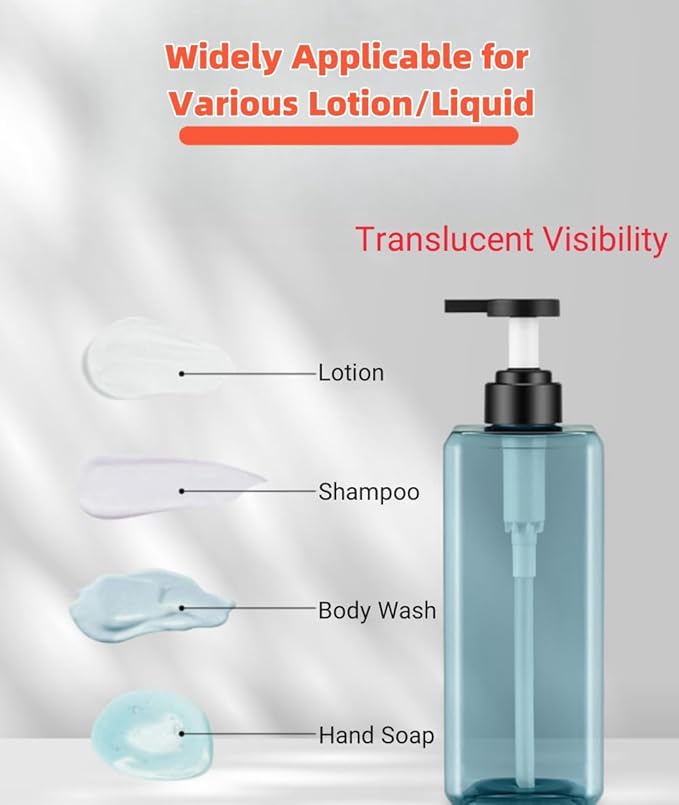 Shampoo and Conditioner Dispensers 25OZ Refillable Large Shower Bottles 2Pack Hand Soap Dish Soap Dispenser with Waterproof Labels Square Pump Bottle for Bathroom and Kitchen- Blue, 750ml