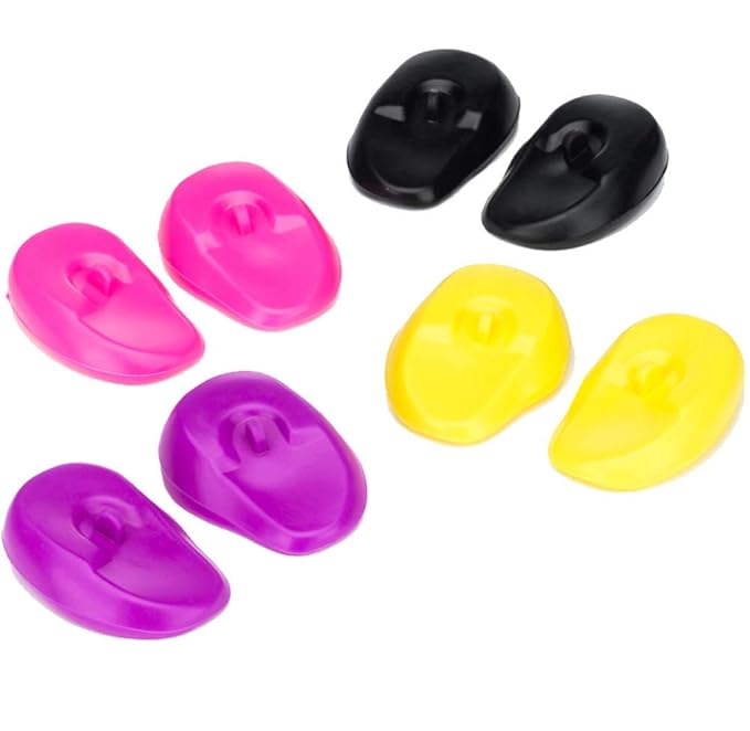 3 Pairs Waterproof Silicone Ear Covers Hairdressing Dye Coloring Ear Cover Earmuff Protectors Ear Cap Salon Hair Styling Tool for Hairdressing Shop and Home Personal Use (Random Color)