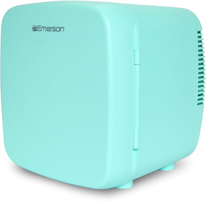 Emerson EFC-5001 Portable XL Mini Fridge Cooler for 12 Cans, 8L Capacity, AC/DC Power Compatibility, Removable Shelf, Lightweight Design – Ideal for Home, Office, Travel, Dorms, and Outdoor Use