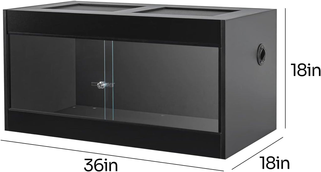 OIIBO 50 Gallon Reptile Original Wood Enclosure, Reptile Terrarium with Double Hinge Sliding Doors and Top Screen Ventilation Black Reptiles Habitat Lounge (Knock-Down) (36"x18"x18")