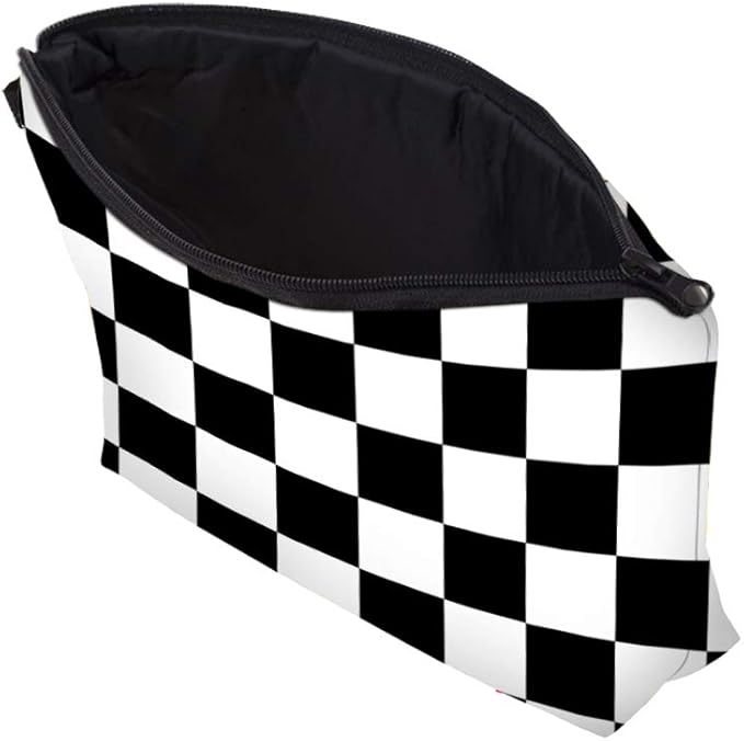 Deanfun Cosmetic Bag for Women, Black White Lattice Waterproof Makeup Bags Roomy Toiletry Pouch Travel Accessories Gifts (51782)