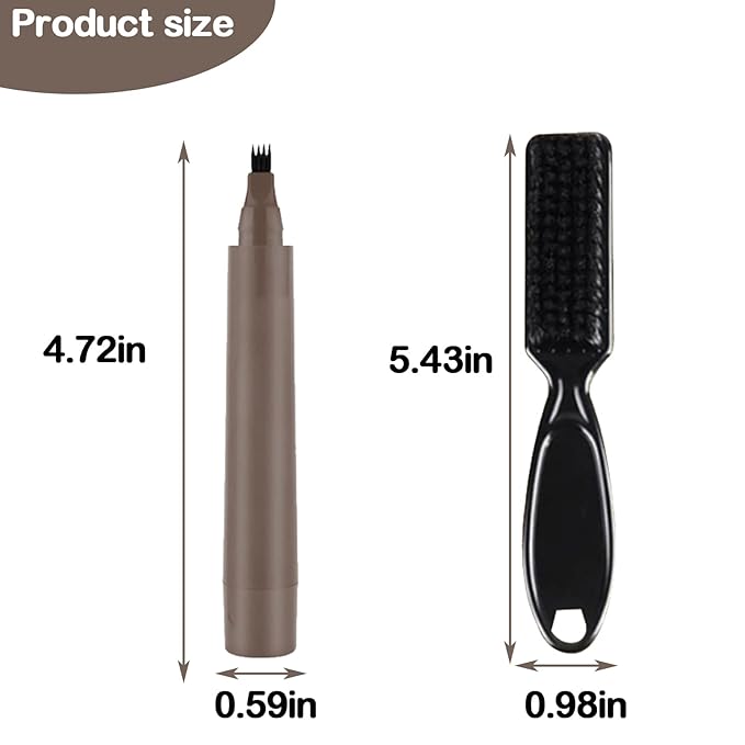 2 Pack Beard Pencil Filler for Men 4 Head Beard Filler Pen with Beard Brush Kit Beard Shaping Tool Waterproof Creates Natural Beard and Brows（Black，Dark Brown）