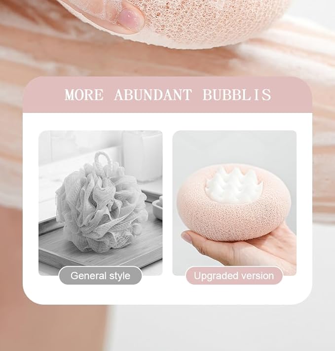 Super Soft Sunflower Suction Cup Bath Ball, New Upgraded 2-in-1 Sunflower Ball Exfoliating Bath Sponge Cleaning Brush, Mesh Shower Body Sponge Accessories for Women, Men(Cyan+Pink+Purple)