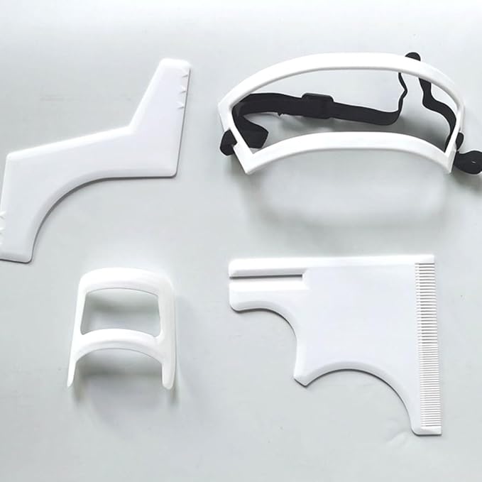 Beard Shaping Tool Kit Neckline Shaving Template Guide Set for Men Hair Styling White, Beard Trimmer Template Guide, STANDARD