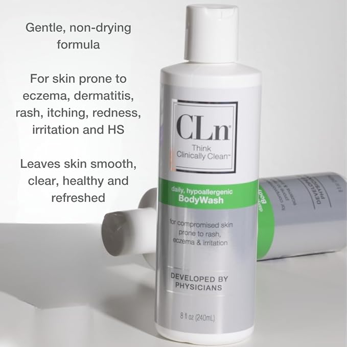 CLn® BodyWash –Non-Drying Body Wash, For Compromised Skin Prone to Eczema, Dermatitis, Rash & Hidradenitis Suppurativa, Fragrance-Free & Paraben-Free, 8 fl oz. (Pack of 2)