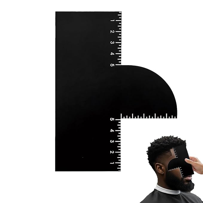 Enhancement Card for Barbers with Measurement Indicators, Reusable Hairline Shaping Tool, Color Spray Edge Line Up Tool, Barber Accessories for Precise Hairline & Beard Styling - Black