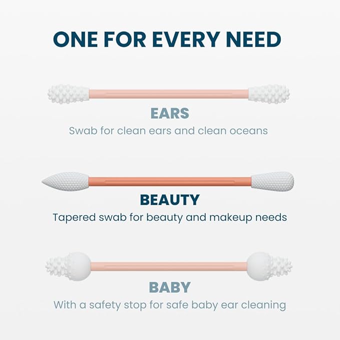 LastSwab® Reusable Cotton Swabs for Gentle and Eco-Friendly Beauty Routines - The Sustainable Alternative to Single-Use Q Tips - Zero Waste & Easy to Clean - Comes with a Convenient Travel Case Holder