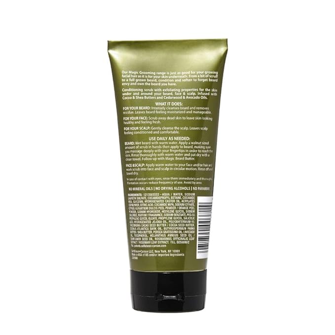 SoftSheen-Carson Magic Men's Grooming Facial Exfoliating Scrub, Softens, Smooths and Clarify, With Cocoa Butter and Cedarwood Oil for Beard, Skin and Scalp, 6.7 fluid ounces
