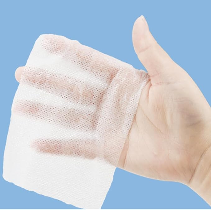 200PCS Makeup Facial Wet Cotton Pads Stretchable Wet Compress Facial Cotton Pads Cleansing Cotton Towel Makeup Remover Cotton Sheets with Hole Tear Mask Paper Towel for Daily Skin Care