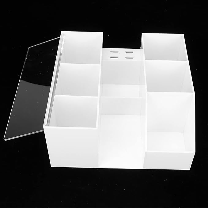 Acrylic Eyelash Beauty Organizer, Grafting Tool Storage With Tweezers Holder Display Boxes for Home Salon (White)