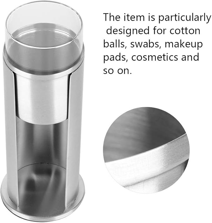 Cotton Pad Holder - Stainless Steel Qtip Makeup Removers Dispenser with Lids, 2.9x7.3 inch