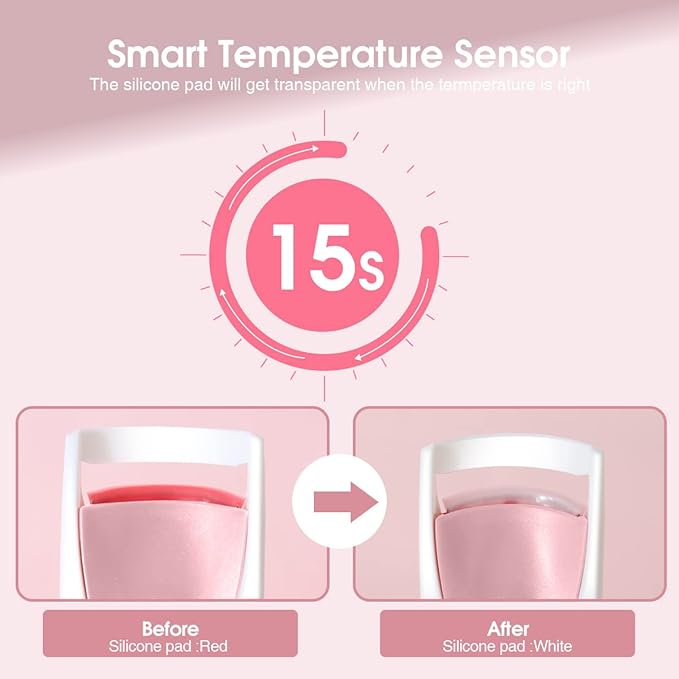 TOUCHBeauty Professional Heated Eyelash Curler with Silicone Refill Pad Curling Tool for Women Long Lasting Eyelashes TB-2003B