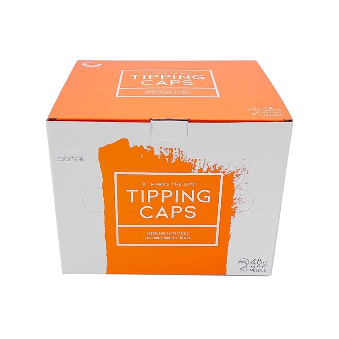 Colortrak 48 Disposable Caps with 4 Needles Kit for Tipping, Hair Color and Highlighting, Lined Cap with Neck Protector Minimizes Color Bleeding, Pull-Out Visor Protects Face - Blue