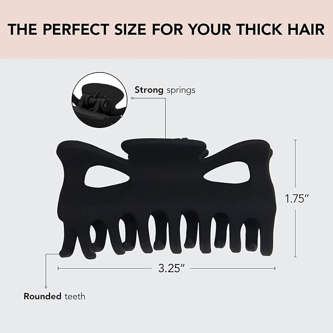 Kitsch Large Claw Clip for Thick Hair | Rubberized Finish for Easy-Grip, Electroplated Springs | Big Hair Clips for Updos Hairstyle | Ideal Gifts for Women - Black, 1pc