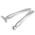 LISAPACK 2PCS Metal Eye Cream Applicator Wand Stick, Massager Tool for Facial Massage, Reduce Puffiness (Silver)