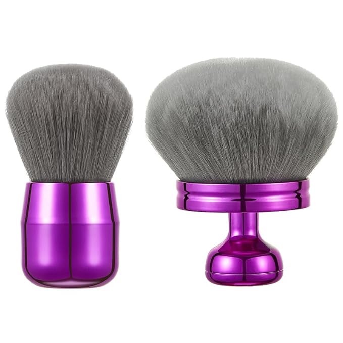 2-in-1 Oversized Body Brush & Kabuki Makeup Brush Set - Ultra Soft for Self Tanner, Body Foundation, & Facial Makeup - Ergonomic Handle for Women, Travel Pouch & Gift Box (Purple)