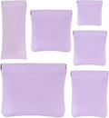 6 Pcs Small Makeup Bag for Purse, Snap Closure Organizer Pouch, Portable No Zipper Self-Closing Pouches for Travel Storage Bag Mini Pu Leather Pouches For Cosmetics Headphones Jewelry (Purple)
