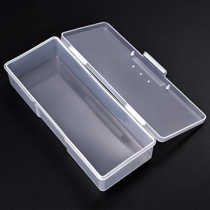 2 Pcs Transparent Nail Art Tool Organizer Empty Plastic Storage Box for Manicure & Pedicure Kits Multifunctional Rectangular Nail Supply Case (2 White)
