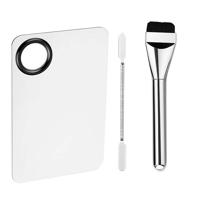 Makeup Mixing Palette Stainless Steel Makeup Palette Tray Metal Make up Mixing Tray with Makeup Spatula for Foundation Make up Eye Shadow and Nail