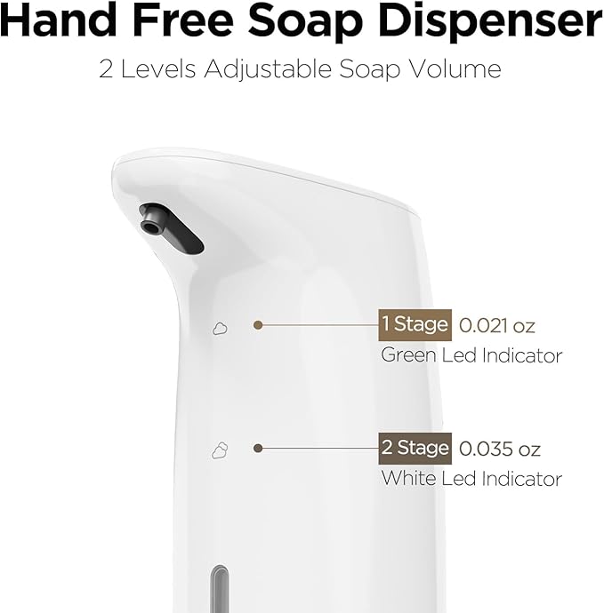mooas Automatic Foaming Soap Dispenser Milky Touchless Foaming Hand Soap Dispenser, USB Rechargeable Electric Sensor Auto Foam Soap Dipsenser for Bathroom Kitchen Dish Wash Commercial 10.8oz (White)